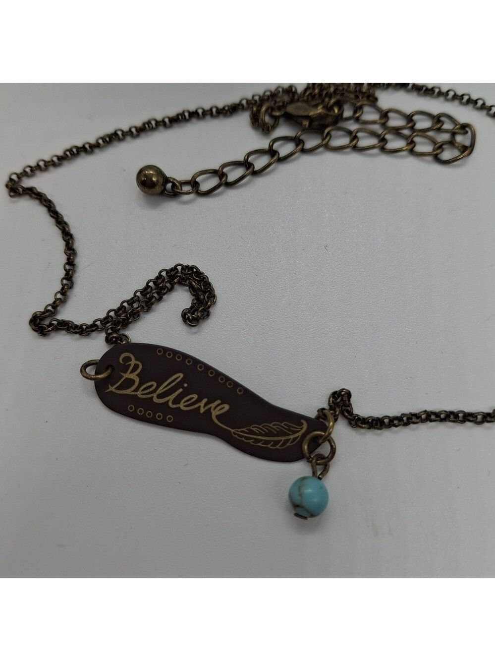 Believe Pendant Necklace with Turquoise Accent - Picture 3 of 3